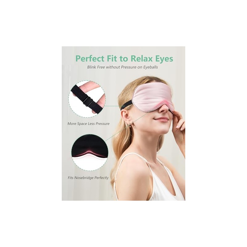 BeeVines Máscara para dormir 100 seda, máscaras oculares opacas (2