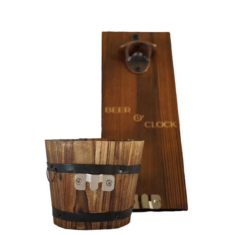 Thirsty Solutions - “Beer O’ Clock” Rustic Wall Mounted Bottle