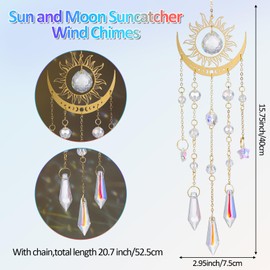 Crystal Sun Catcher Window Suncatcher Light Catcher for Hanging Crystals Wind Chime Ornament Crystal Balls for Window Home Garden Christmas Day Party Wedding Flame Moon