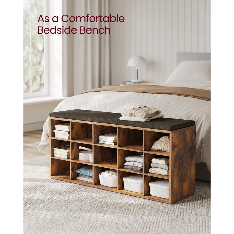 VASAGLE CUSTOS Collection - Shoe Bench, Storage Bench with Padded