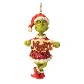 Enesco Dr. Seuss The Grinch by Jim Shore Naughty and Nice Sign Hanging Ornament, 4.72", Multicolor,Christmas