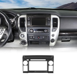 Center Console Panel Trim Cover Compatible with Nissan Titan 2016-2019, ABS Central Control GPS Navigation Panel Frame Molding Sticker Trim Accessories, 1PCS (Carbon Fiber Pattern Black)