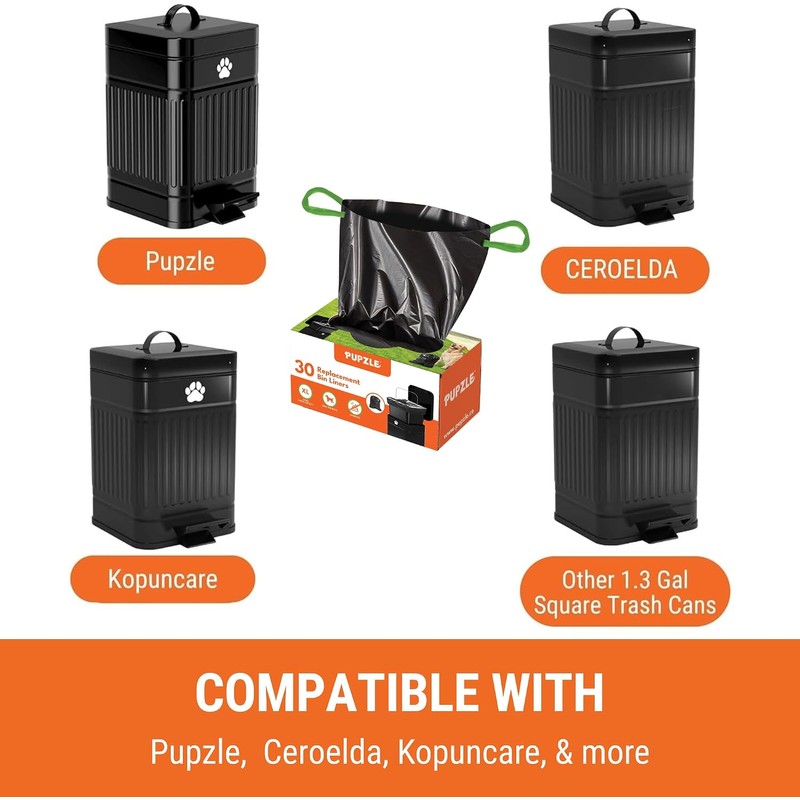 Pupzle 1.3 Gal Dog Poop Bin Liners, Trash Can Liners,