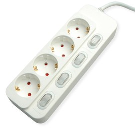 Value 3 m 4 Way Single Switch Power Strip White
