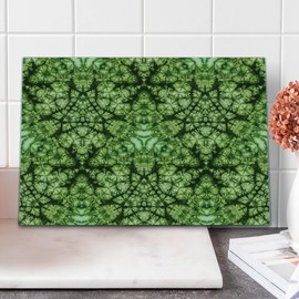 Ambesonne Nature Cutting Board, Free Abstract Nature Inspired Mind Bind Folded Color Silhouette Counter Culture, Decorative Tempered Glass Cutting and Serving Board, Large Size, Green
