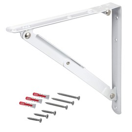 Gedotec Folding Console | 1 Piece Flap Support Table Flap Support for Wall Mounting | Depth: 200 mm | Matte White Steel | Load Capacity up to 75 kg per Pair | Made in Germany | Table Extension