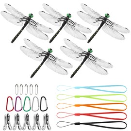Xyntara Dragonfly Hat Clip Realistic Simulated 5pcs, Dragonfly with Hook Clip Attach to Backpack Hat for Indoor Outdoor Yard Garden Stakes Decor Craft(Colorful)