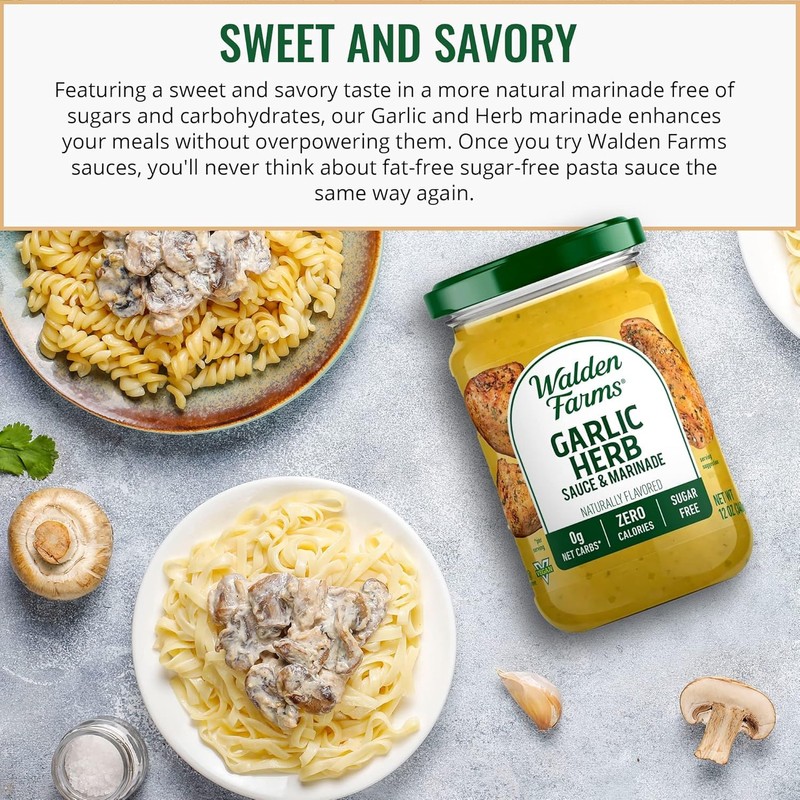 Walden Farms Garlic Herb Sauce – Zero Calorie, Sugar Free,