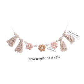 GRIRIW Flower Nursery Decor Boho Tassel Garland Classroom Wall Decor Pastel Tassel Wall Hangings