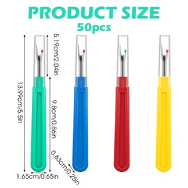 50pcs Seam Rippers for Sewing, Large Stitch Remover Tool Kit, Multicolor Seam Ripper Thread Cutter for Crafting and Embroidery