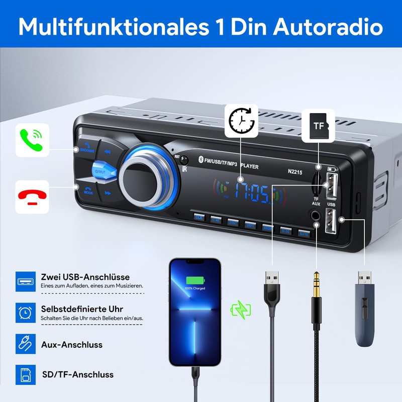 Autoradio Bluetooth,CENXINY Auto Radio Bluetooth 1Din Autoradio mit Bluetooth FM