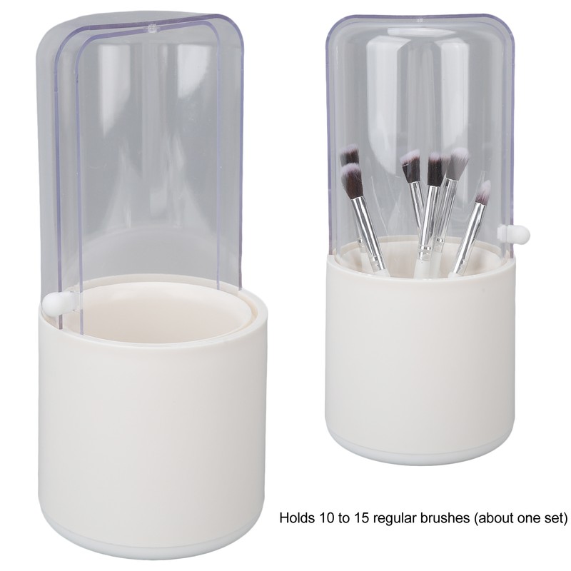 Makeup Brush Holder White with Pearl Filling Rotating 180 Degree