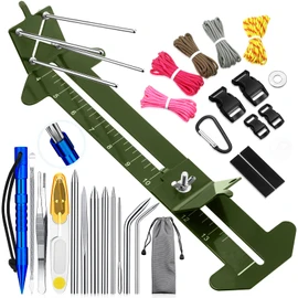 Paracord Bracelet Jig Kit with Paracord Needle Set Adjustable Length Paracord Jig Bracelet Maker Knotter Tools Paracord Fid Set Stainless Steel Stitching Set (Army Green)