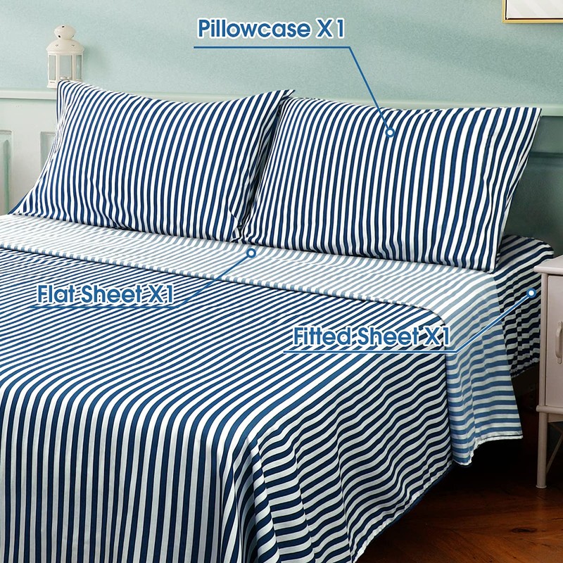 HOMEIDEAS 3 Piece Bed Sheets Set, Extra Soft Brushed Microfiber