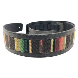 Anthology Gear Southwest Inspired Full Grain Leather Guitar Strap - For Electric, Acoustic, and Bass Guitars - El Camino (3" Width, Aged Steel with Java Fabric)