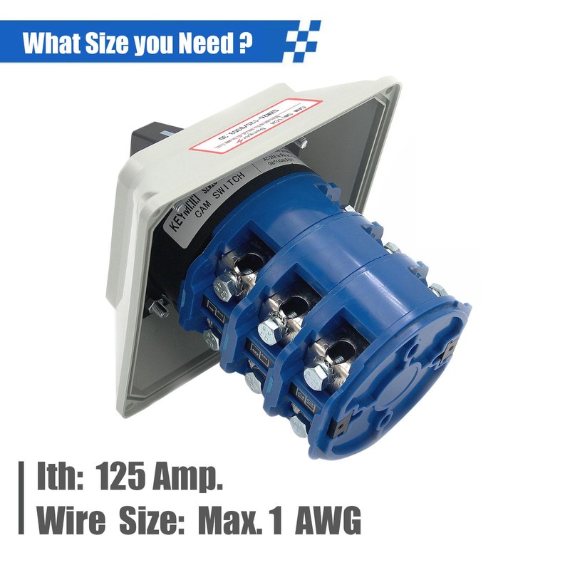 KEYMOO 125A Rotary Changeover Switch with Master Switch Exterior Box,