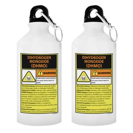 Science Teacher Appreciation Gifts for Women Warning Dihydrogen Monoxide H20 Pun Science Jokes Puns Funny Periodic Table Gift 2-Pack Aluminum Water Bottles with Cap & Sport Top White
