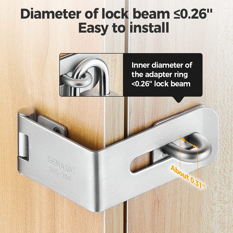 GEMASP Hasp Latch 2 Pack, 90 Degree Solid 304 Stainless