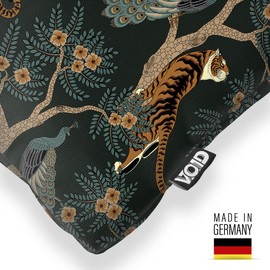 VOID Peacock and Tiger Cushion Cover Sofa Cushion Decorative Outdoor Cushion Decorative Cushion Size: 60 x 60 cm