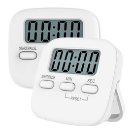 Jsdoin Kitchen Timer, 2 Pack Digital Kitchen Timer Magnetic Countdown Stopclock Timer with Loud Alarm Large Numbers Stand on Back Hanging Hole for Cooking Bathroom (White)