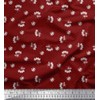 Soimoi Red Poly Georgette Fabric Dot,Leaves & Raspberry Fruits Print