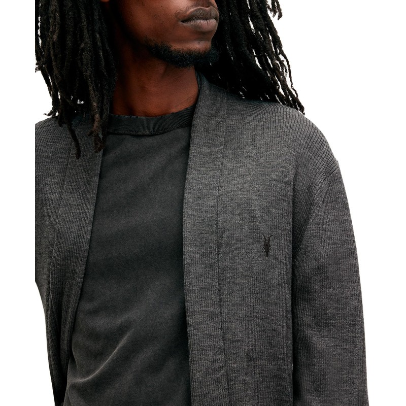 AllSaints Men's Mode Merino Open Cardigan, Carter Grey