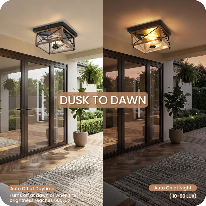 GOEBLESON Outdoor Ceiling Light with Motion Sensor, Flush Mount Porch