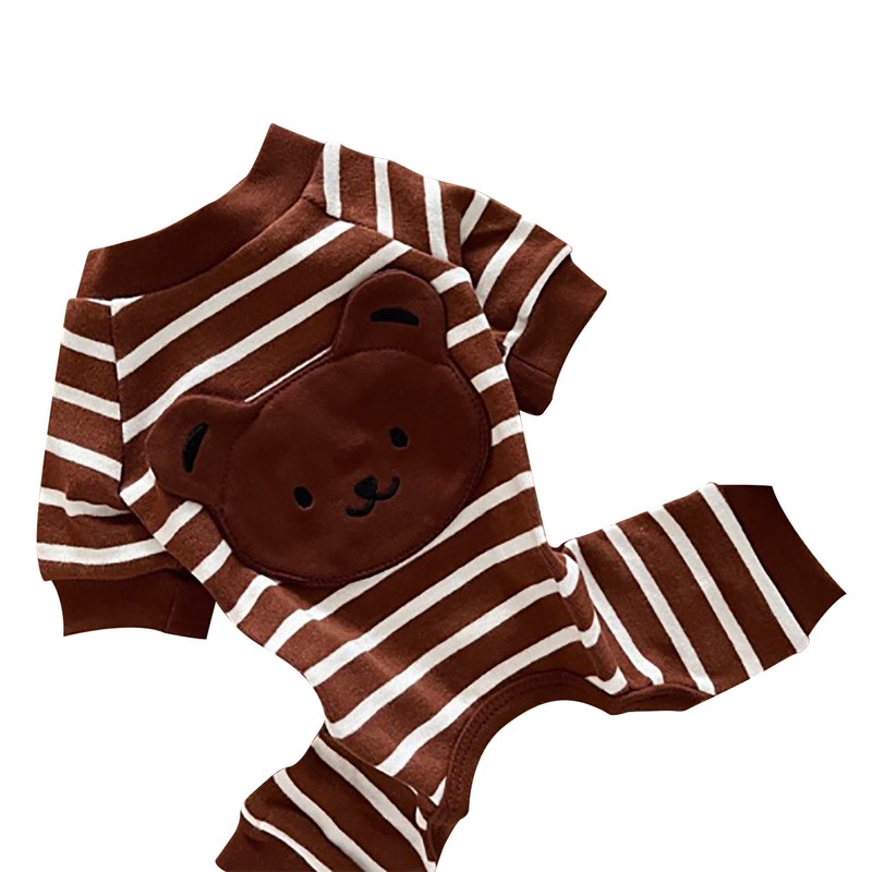 Dog Pajamas Striped Soft Warm Comfortable Fashionable 4 Legs Pet