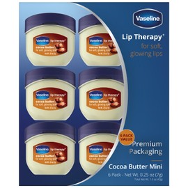Vaseline Vaseline Lip Therapy Cocoa Butter 6-Pack C Mini Lip Balms for Soft, Glowing Lips, 0.25 Oz Ea