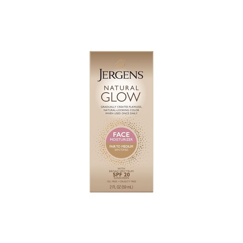 Jergens Glow Face Daily Moisturizer Sunscreen SPF 20, Fair to