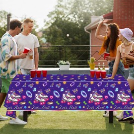 4 Pack Roller Skating Table Covers Roller Skater Table Cloth Let's Roll Table Covers for Skate Themed Party Decoration 80s 90s Retro Hip Hop Roller Skating Theme Party Supplies