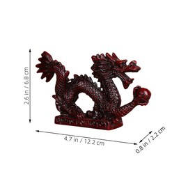 LOGOFUN Chinese Feng Shui Dragon Statue Sculpture 2024 Chinese Dragon Figurines Desktop Resin Oriental Dragon Sculpture for Wealth Good Luck - Red