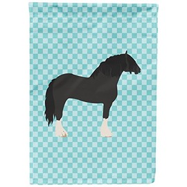 Caroline's Treasures BB8078CHF Pomeranian Rogener Goose Blue Check Canvas House Flag, Multicolor