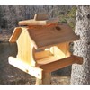 14 Inch Cedar Wood Post Mount Bird Feeder for Outdoors