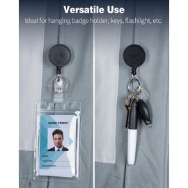Uniclife Pack of 3 Retractable Badge Reel with Swivel Alligator Clip Heavy Duty Retractable Key Ring with Stainless Steel Spring Coil Strong ABS Housing with Waterproof Clear Badge Holder