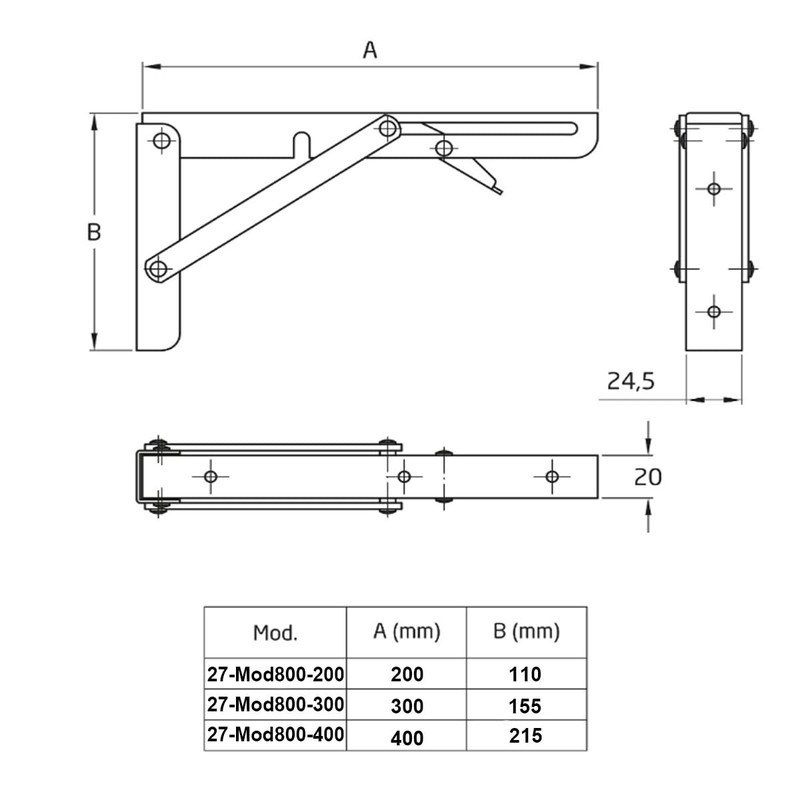 MS Beschläge Folding Shelf Brackets, 1 Pair of Folding Consoles,