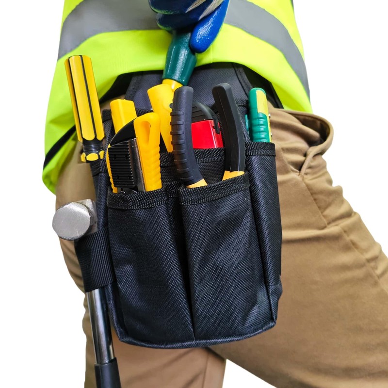 Small Tool Pouches for Belt, 6-Pocket Electrician Tool Holster with