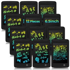 Zhehao 12 Pcs LCD Writing Tablet Drawing Board Doodle Board Educational Toys Erasable Electronic Painting Learning Pads Gift for Age 3-8 Years Old Girls Boys(Dark Color, 6.5 Inch Screen)