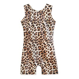 EQSJIU Girls Gymnastics Leotards Blue Leopard Yellow Leopard 2PCS Shiny Sparkly Adorable Girls Gymnastics Dance Clothing 9-10 Years Big Kids