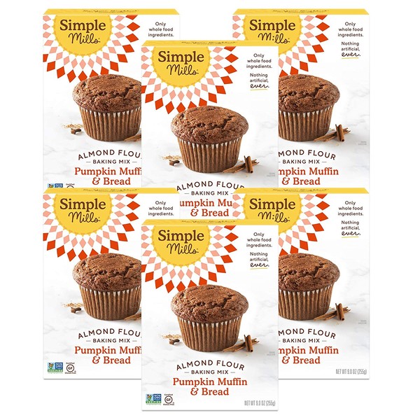 Simple Mills Almond Flour Baking Mix, Gluten Free Pumpkin Bread Mix, Muffin pan ready, Made with whole foods, 6 Count (Packaging May Vary)