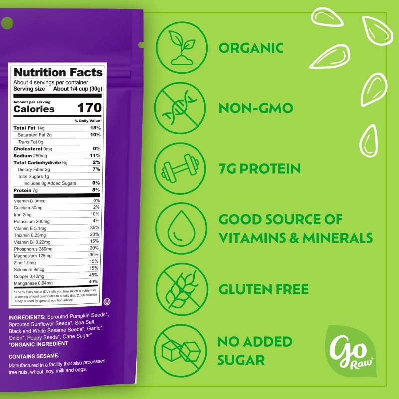 go Raw Organic Sprouted Pumpkin Sunflower Seed Snack Mix 6