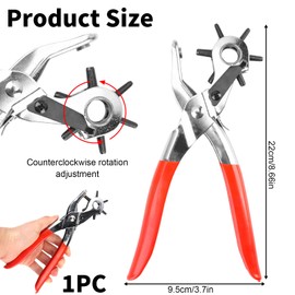 Leather Hole Punch Belt Puncher Heavy Duty Revolving Craft Belt Hole Puncher for Leather Watch Shoes Cards Saddle Craft Projects or DIY Belt Holes Home Fabric