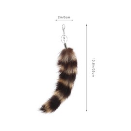 ifundom Fur Faux Tail Soft Fluffy Animal Tail Bag Keyring Raccoon Tail Key Ring Real Fur Tails Costume Cosplay Toy Animal Tail Pendant, As Shown, Casual