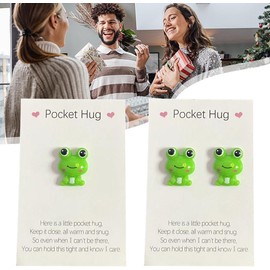 Galepromot Frog Pocket Hug Heart with Greeting Cards,Mini Cute Frog Pocket Hug Decoration,Adorable Encouragement Greeting Card (Orange Frog)