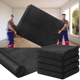 Fanfanwin 4 Pcs 80" x 144" Extra Large Moving Blankets Heavy Duty Packing Blankets Textile Shipping Furniture Pads Furniture Covers Essentials for Protecting Wrapping Moving Supplies, Black