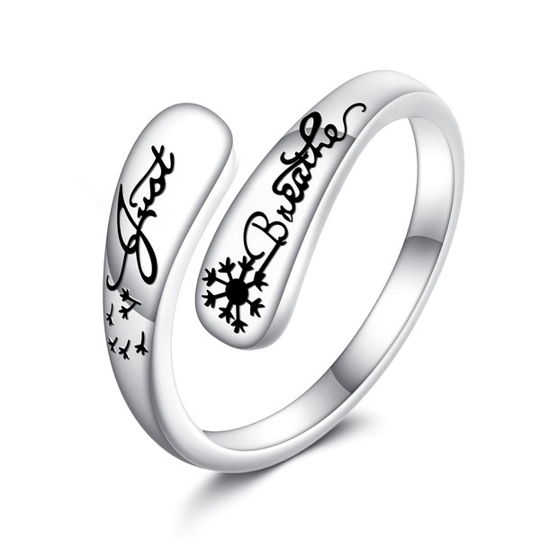 CUPENDA Dandelion Just Breathe Rings for Women 925 Sterling Silver