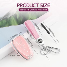 GaRhomxy Compatible with Chevy Key Fob Cover with Keychain, Key Fob Cover Case Shell for 2016-2021 Equinox Malibu Camaro Blazer Sonic Traverse Trax 5 Button Keys, Interior Accessories (Pink)