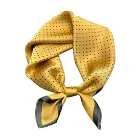 Aufeel Women's 100% Pure Mulberry Silk Small Square Scarf - Neckerchief Women - Silk Headscarf - 21" x 21" (DotDot Yellow)
