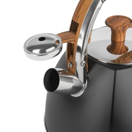 Firenze II Whistling Kettle 2.5 L for Gas Hobs, Induction, Cooker Kettle Matt Black