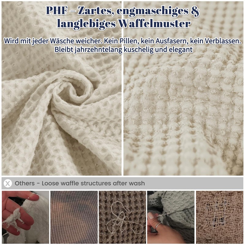 PHF 100% Cotton Waffle Blanket, Cuddly Blanket, 130 x 150